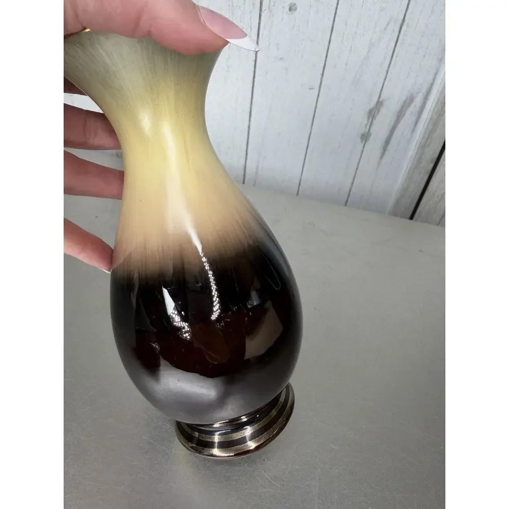 Vintage West Germany Bay Keramik Art Pottery Vase Gradient Brown Cream MCM